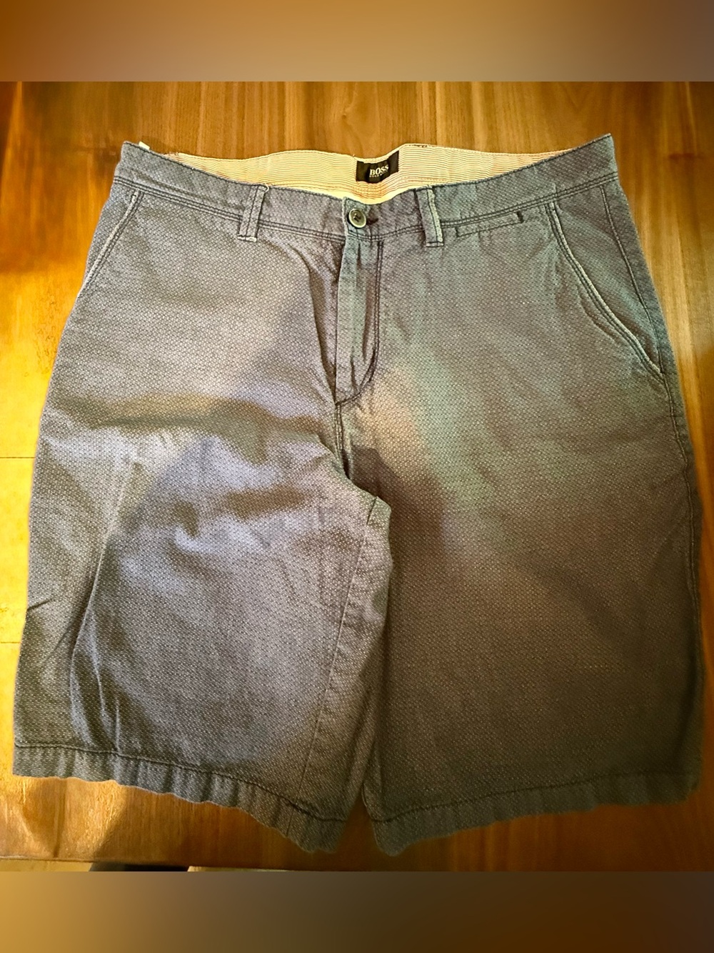 Hugo Boss Men's Slate Blue Textured Chino Shorts